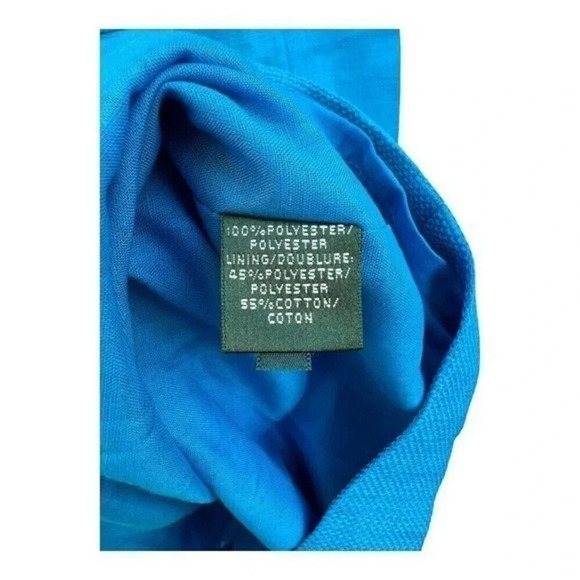 Lauren Ralph Lauren Size 6 Prussian‎ Blue Textured Cotton Dress Sleeveless Lined - Picture 3 of 4